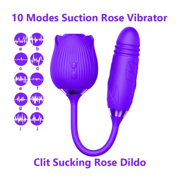 ROSA SUCCIONADOR Y VIBRADOR TELESCÓPICO 2 EN 1 SN-006 - Imagen 2