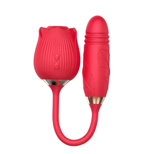 ROSA SUCCIONADOR Y VIBRADOR TELESCÓPICO 2 EN 1 SN-006