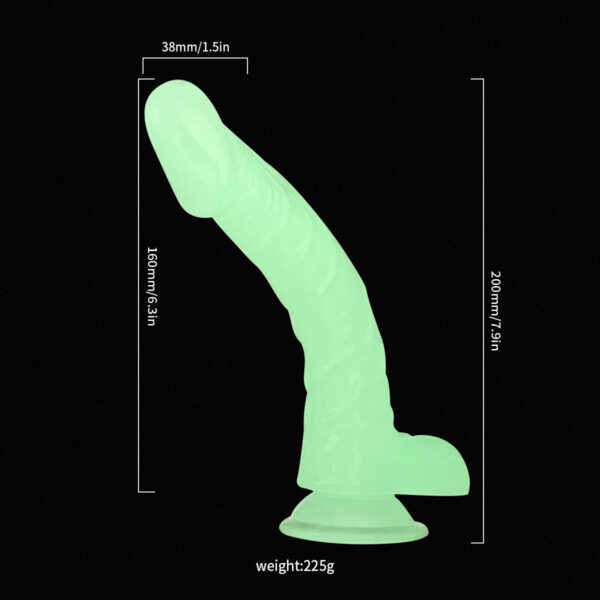 DILDO CON TESTICULOS FLUORESENTE TPE 22 CM QS-FLO1 - Imagen 2