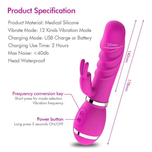 FEMALE VIBRATOR 12 FUN  2 BATERIAS ''AAA'' - Imagen 2