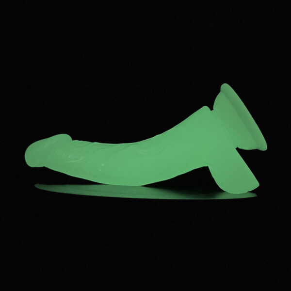 DILDO CON TESTICULOS FLUORESENTE TPE 22 CM QS-FLO1 - Imagen 3